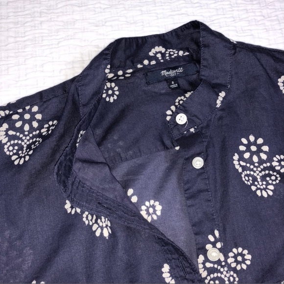Madewell Collarless Popover Shirt in Flowerstamp size small - Picture 6 of 8